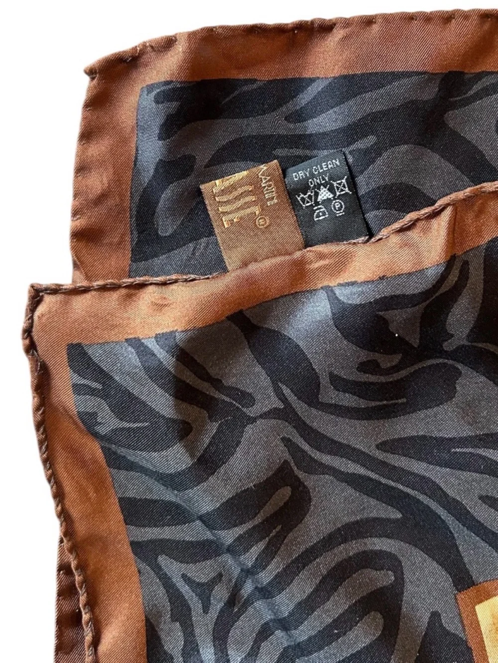 Alviero Martini La Classé Map Print Silk Scarf in Brown and Black - Picture 5 of 7